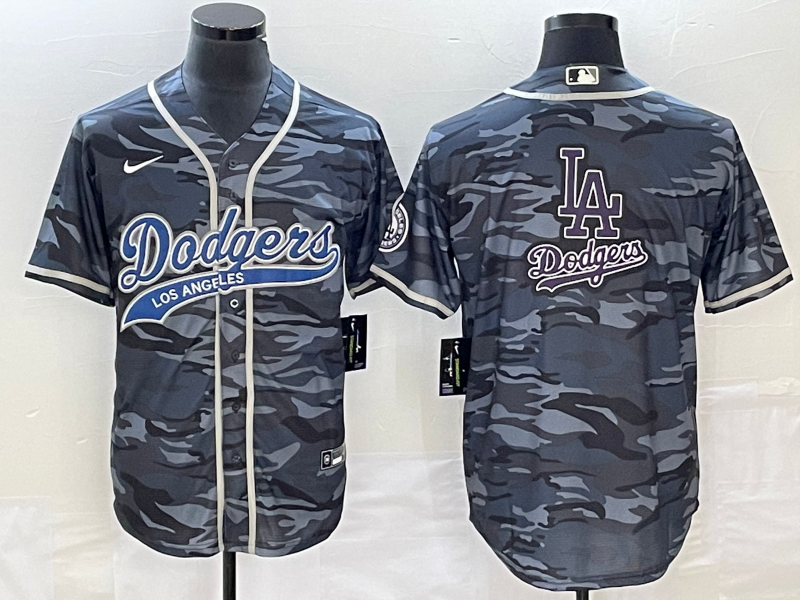 Men's Los Angeles Dodgers Gray Camo Team Big Logo Cool Base With Patch Stitched Baseball Jersey Men's Los Angeles Dodgers Gray Camo Team Big Logo Cool Base With Patch Stitched Baseball Jersey